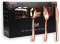 300PCS Rose Gold Plastic Silverware Set for Elegant Parties