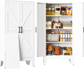 Metal Storage Cabinet with 2 Doors and 3 Shelves - Tall 4-Tier Pantry