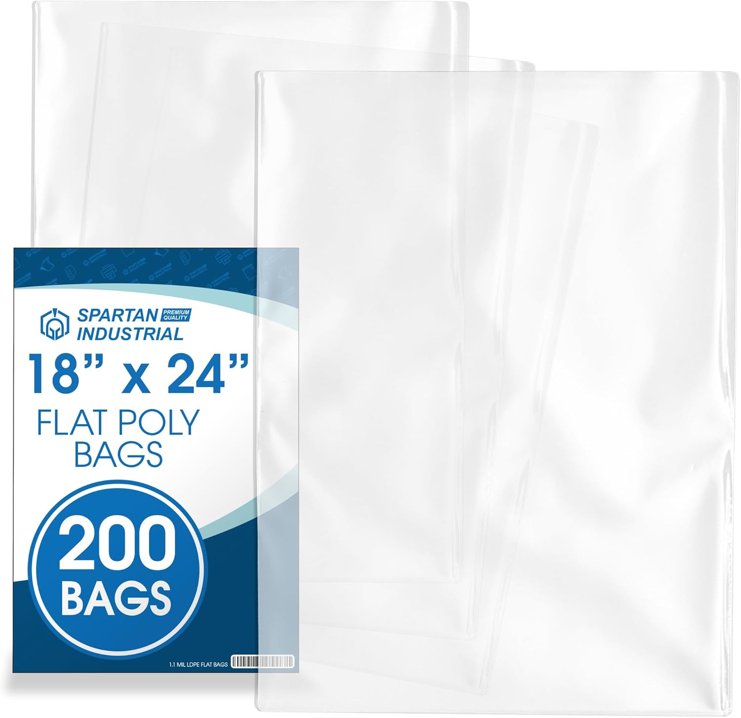 Spartan Industrial 18 X 24 Clear Plastic Poly Bags for Packaging