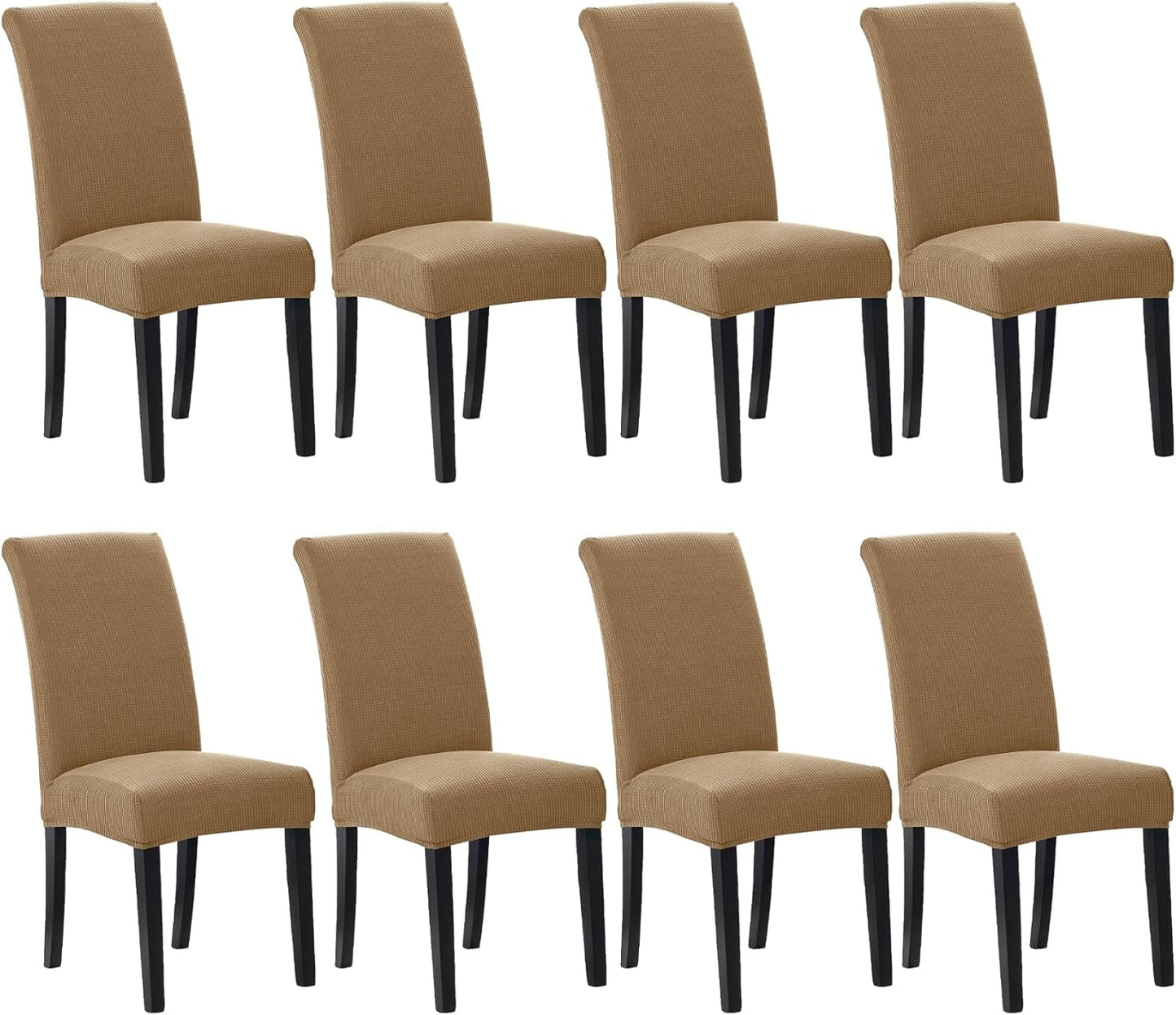 Howhic Stretch Chair Covers for Dining Room Set of 8, Tan