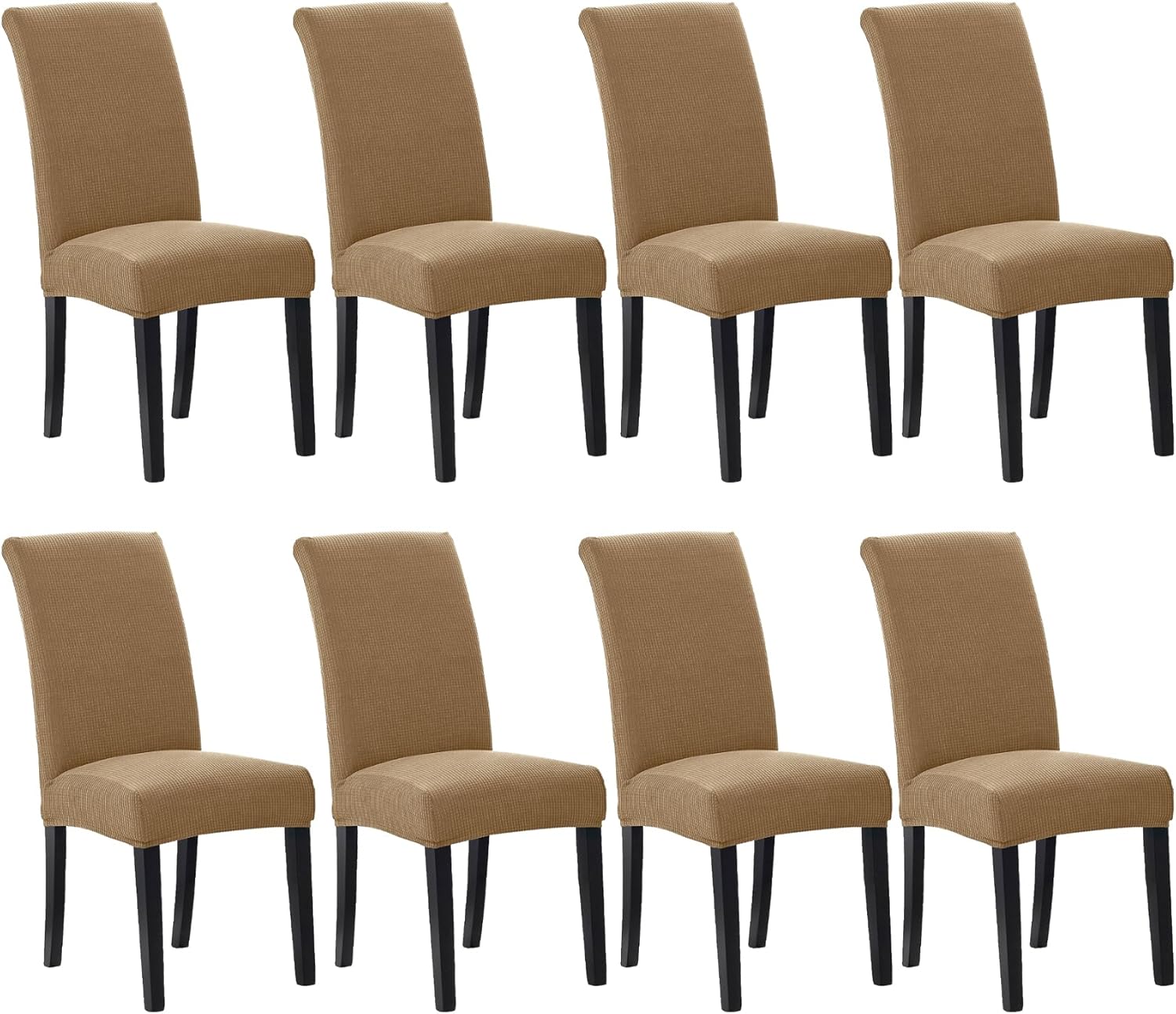 Howhic Stretch Chair Covers for Dining Room Set of 8, Tan