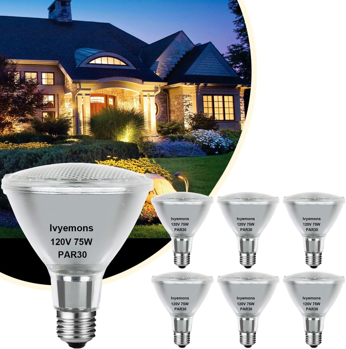 Halogen PAR30 Long Neck 75W Dimmable Bulbs for Bright Lighting
