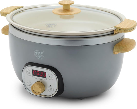 GreenLife 6QT Slow Cooker with Non-Toxic Ceramic Nonstick Bowl