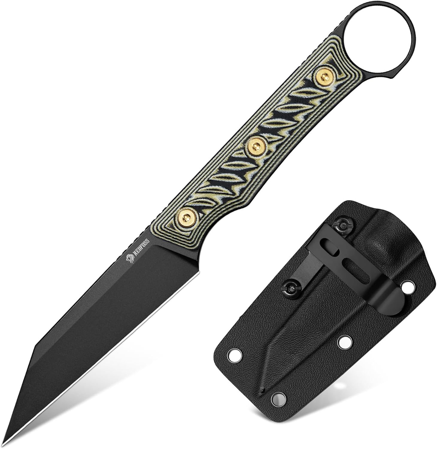 NedFoss RAVEN EDC Fixed Blade Knife for Camping and Hiking