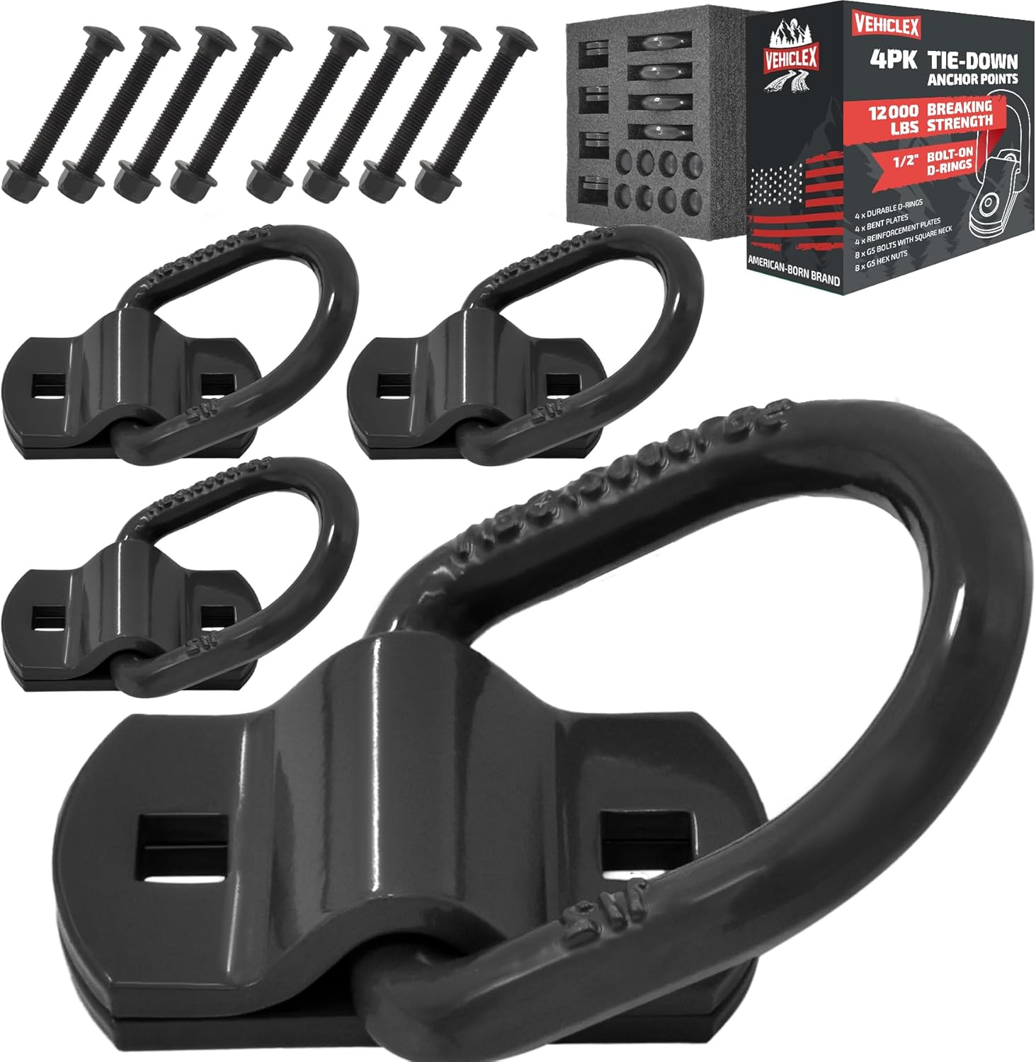 Vehiclex Trailer Tie Down Bolt-On D Rings for Heavy Loads