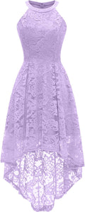 Halter Lace Hi-Lo Cocktail Dress - Flattering Lace