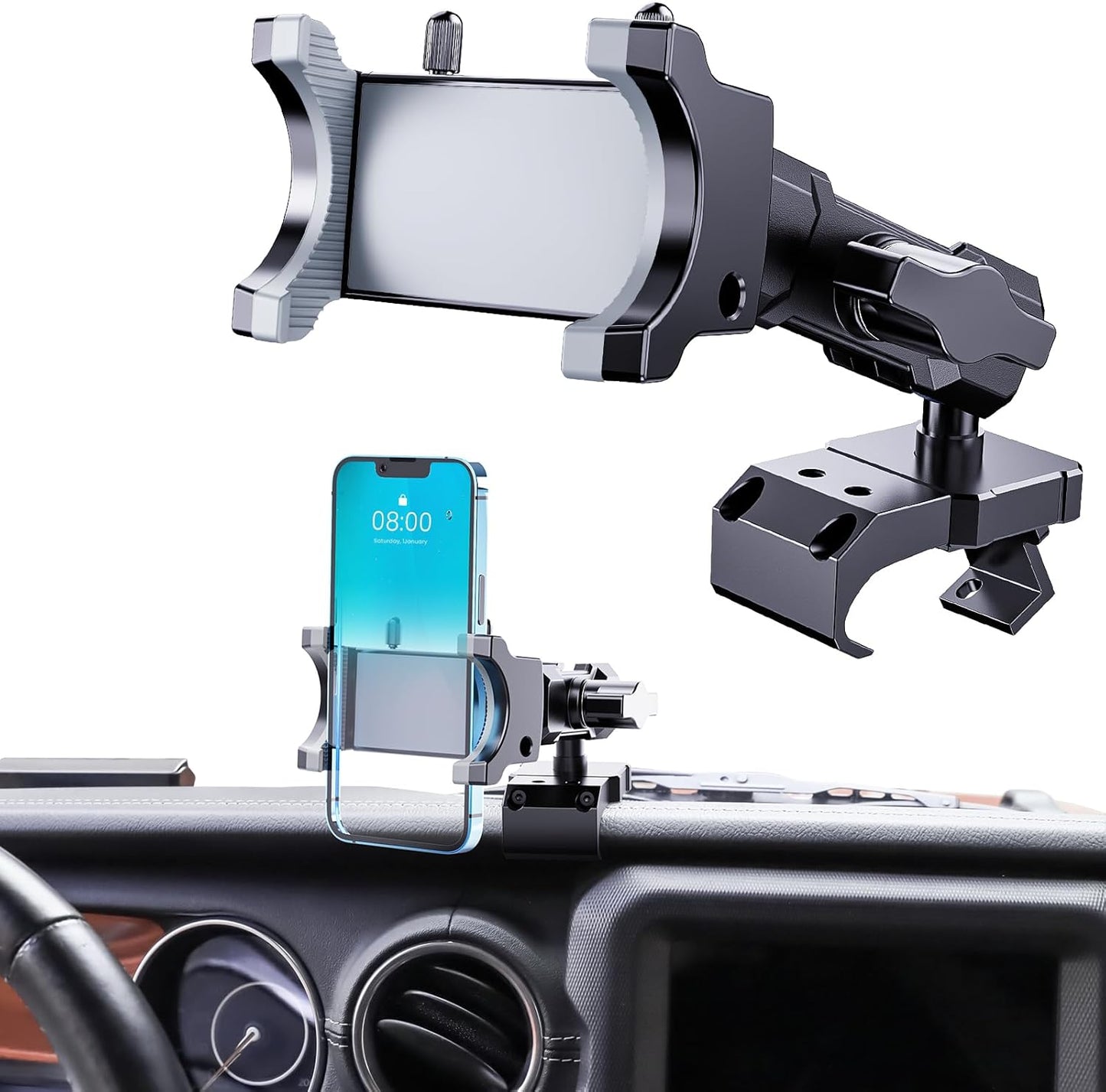 Upgraded Metal Phone Mount for Jeep Wrangler JL and Gladiator JT