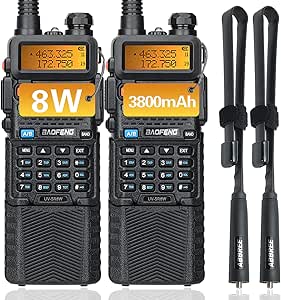 High Power Dual Band Two-Way Radio with Tactical Antenna Set