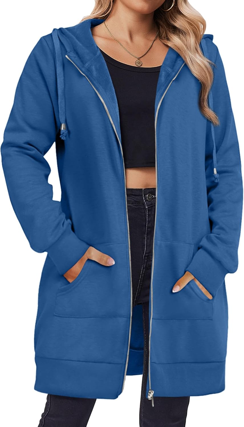 Zeagoo Zip Up Hoodies For Women - Casual Lightweight Fleece Jacket