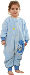 Flannel Baby Sleeping Bag Unisex Pajamas for Autumn Winter - Wearable