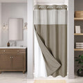 Luxury Linen Textured Shower Curtain with Snap-in Liner for Bathing