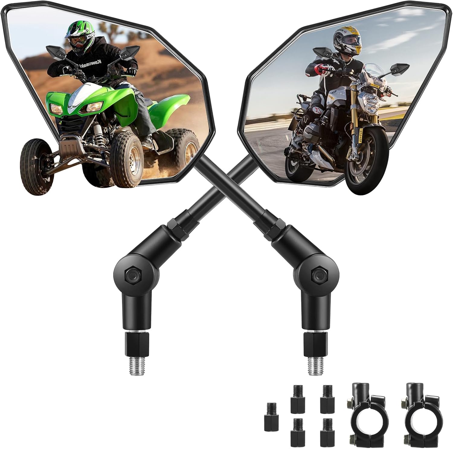 Rearview Motorcycle End Bar Mirror for Wider Vision and Safety