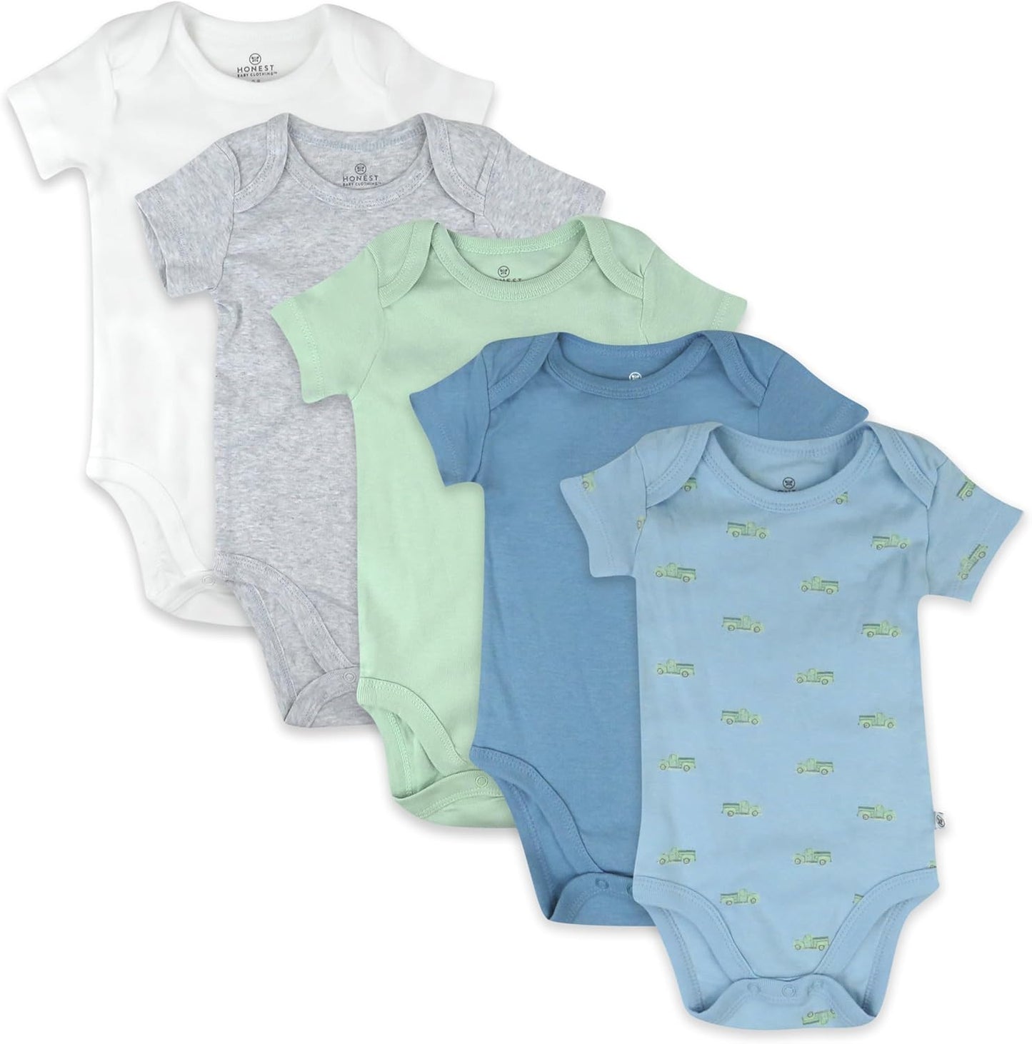 HonestBaby 5-Pack Short Sleeve Bodysuits for Baby Boys