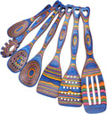 Pakkawood Wooden Cooking Utensils Set 7-Piece - Ergonomic Colorful
