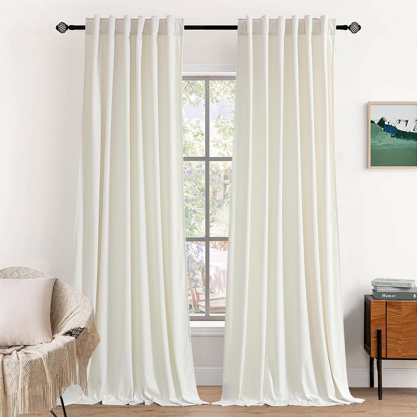 Dchola Ivory White Velvet Curtains for Bedroom Window Elegance