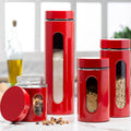 Quality Modern Red Stainless Steel Canister Set for Kitchen Counter