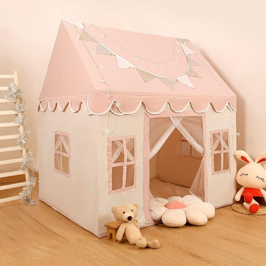 XIAOSHIHOU Pink Kids Play Tent - Spacious, Starry, Washable Fun!