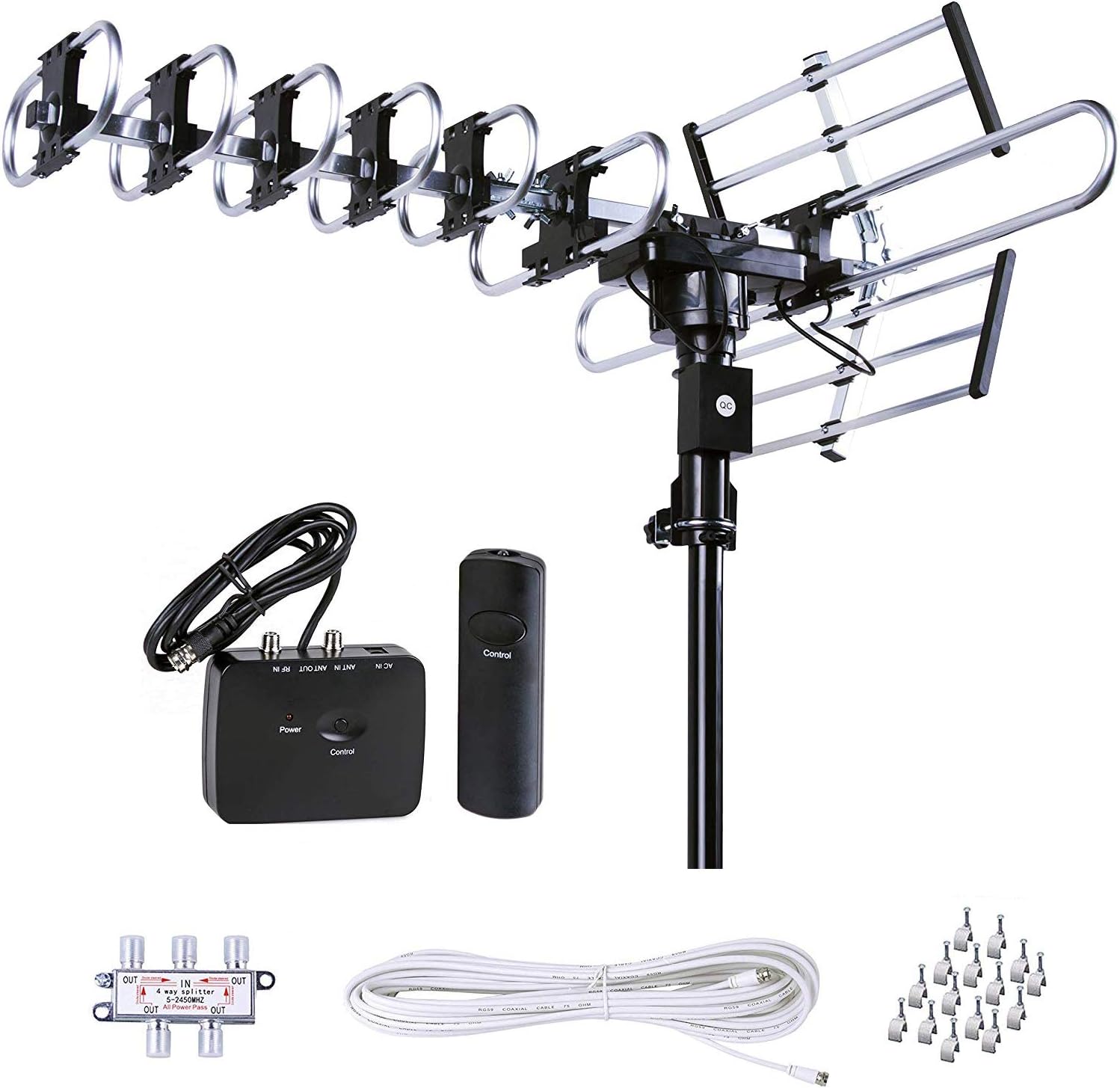 200 Mile Long Range Outdoor TV Antenna with 360 Rotation