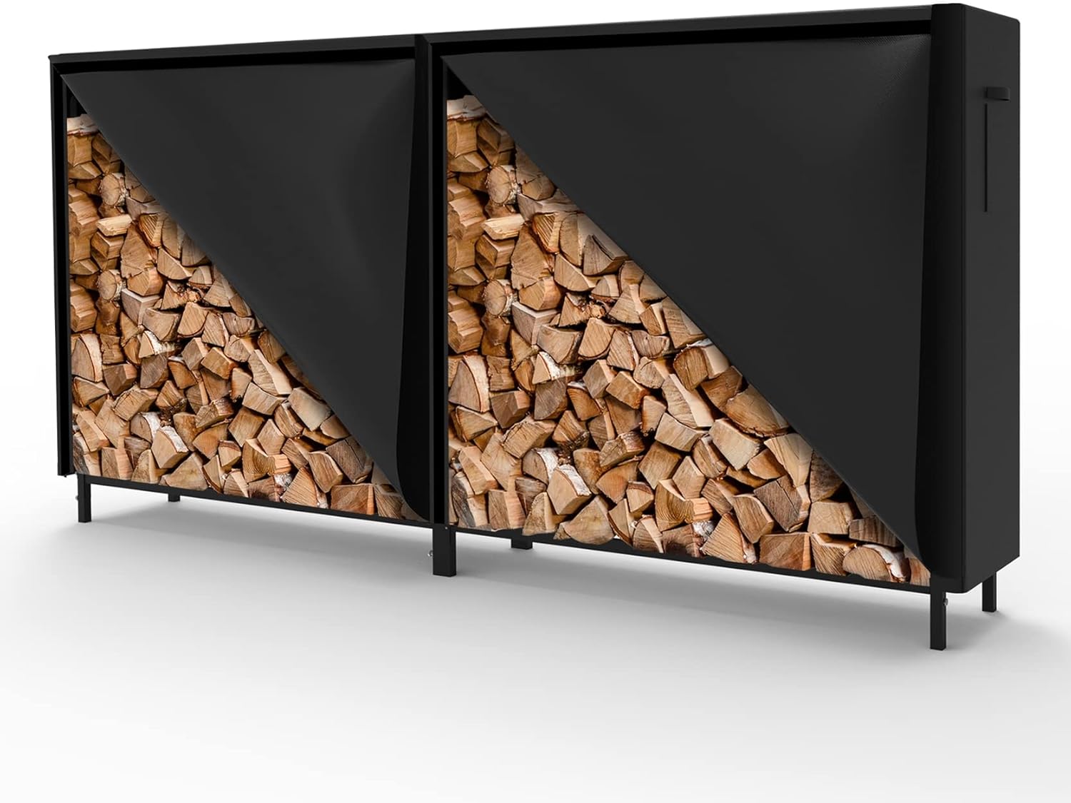 8ft Firewood Rack with Cover for Indoor and Outdoor Use