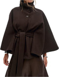 OPCAKM Batwing Sleeve Poncho Coat Oversized Pea Coat - Chic Winter