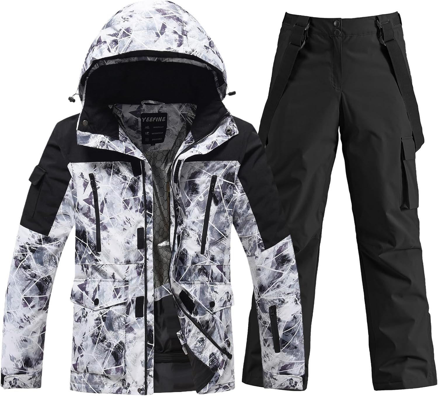 YEFFINE Men's Ski Suit Two Piece Insulated Snowsuits for Winter