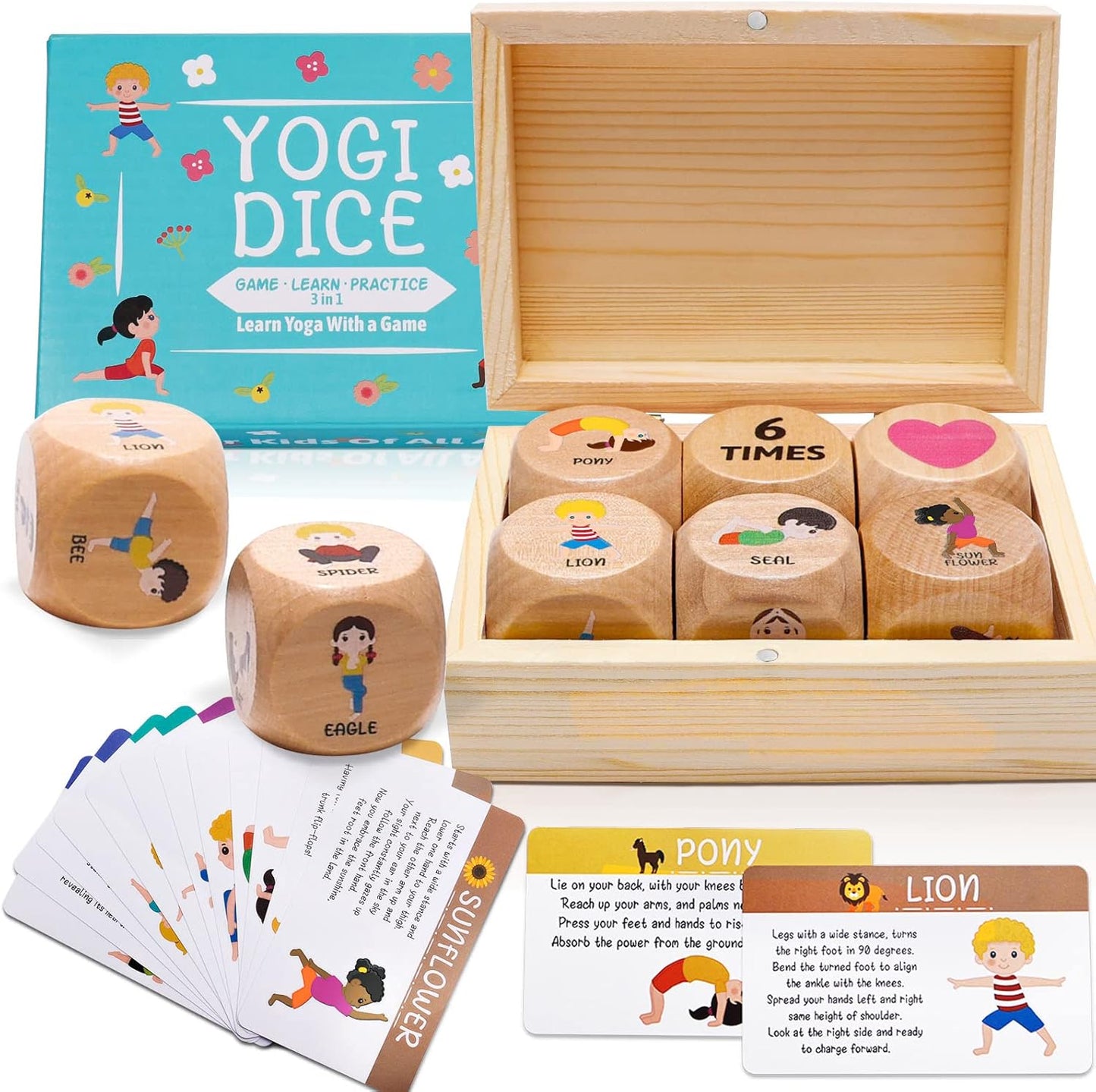Interactive Kids Yoga Dice Set w/ Cards