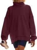 Womens Oversized Mockneck Sweatshirt Turtleneck Pullover - Cozy Fit up