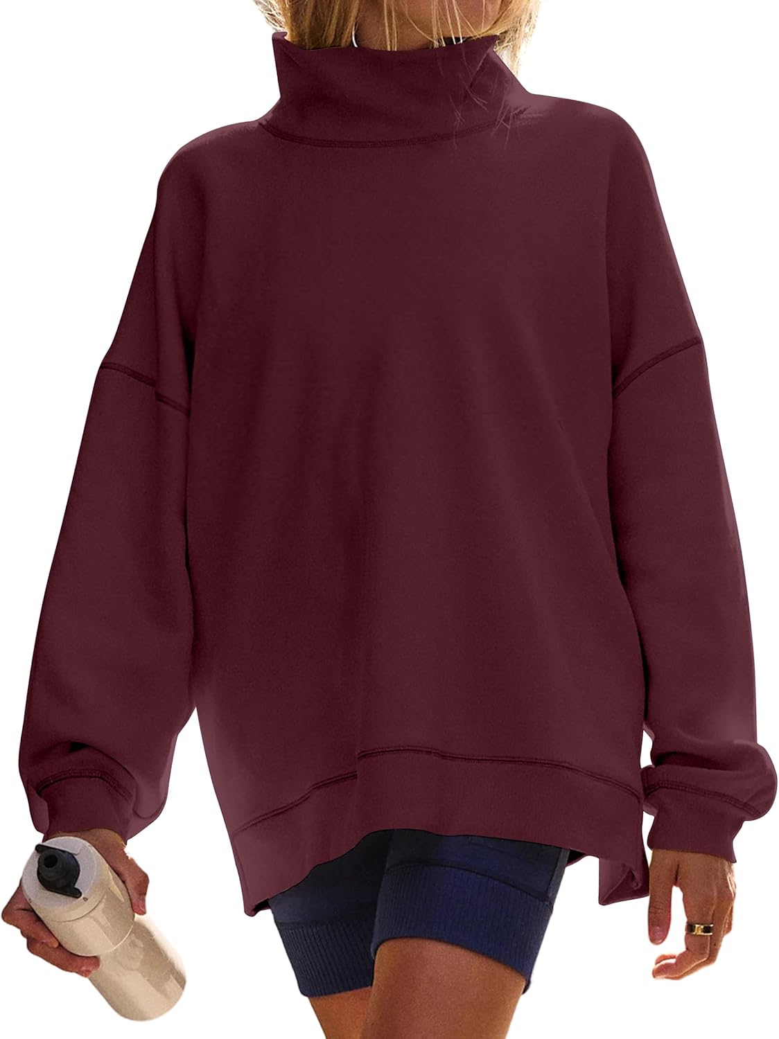 Womens Oversized Sweatshirts Mockneck Pullover for Fall Style