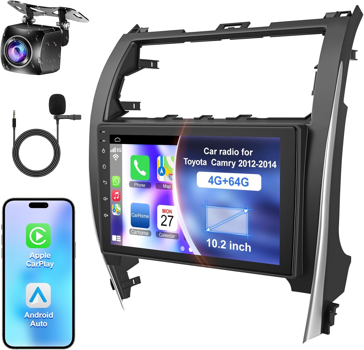 4G+64G Car Radio Stereo for Toyota Camry with Wireless Carplay