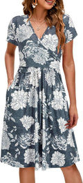 Women's V Neck Midi Maternity Nursing Dress with Pockets - Soft