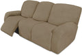 Recliner Sofa Slipcover 8 Piece Stretch Fit - Soft Jacquard Tan