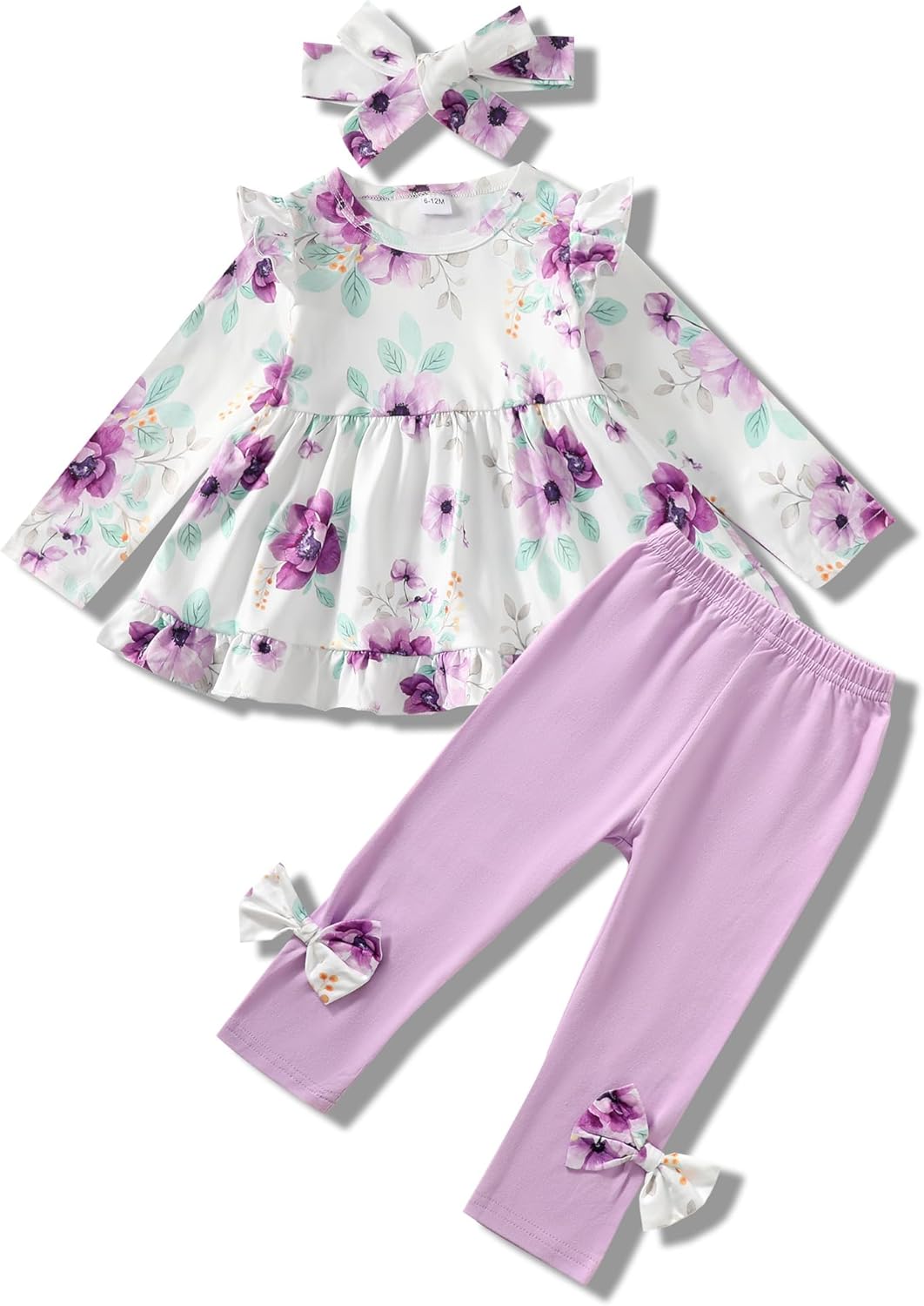 Cozy Floral Fall Outfit Set for Baby Girls by Kucnuzki