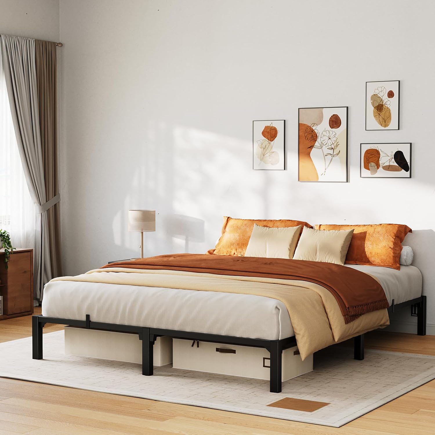 GarveeHome 10 Inch Queen Tool-Free Bed Frame for Easy Setup