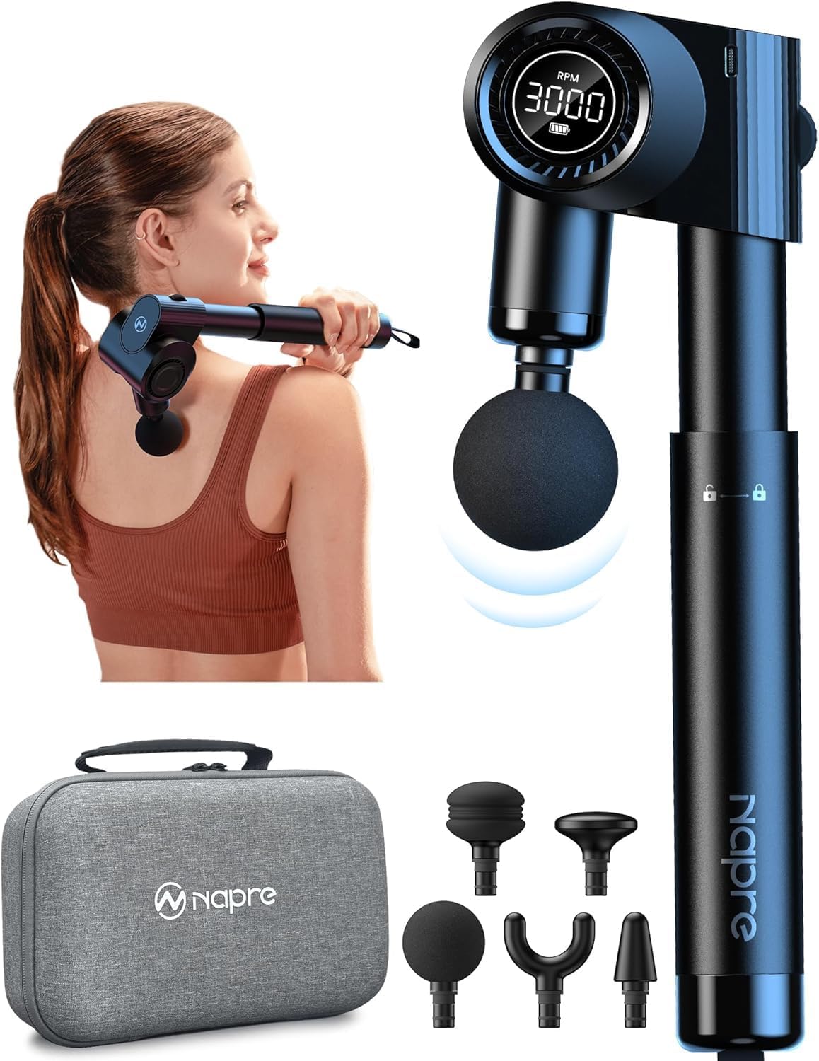 Foldable Massage Gun Deep Tissue for Pain Relief and Relaxation