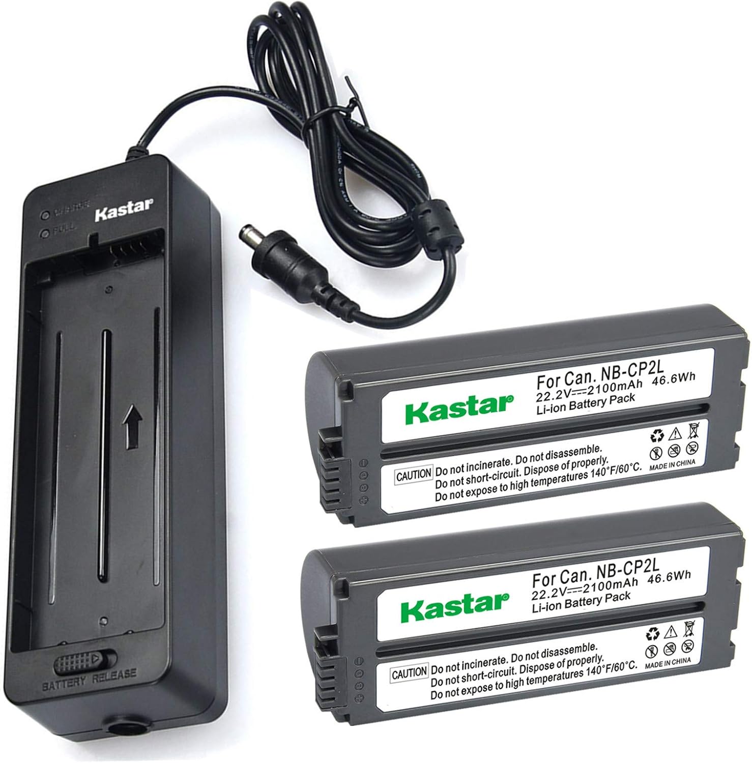 Kastar 2 Battery + Charger BG-CP200 for Canon SELPHY Printers