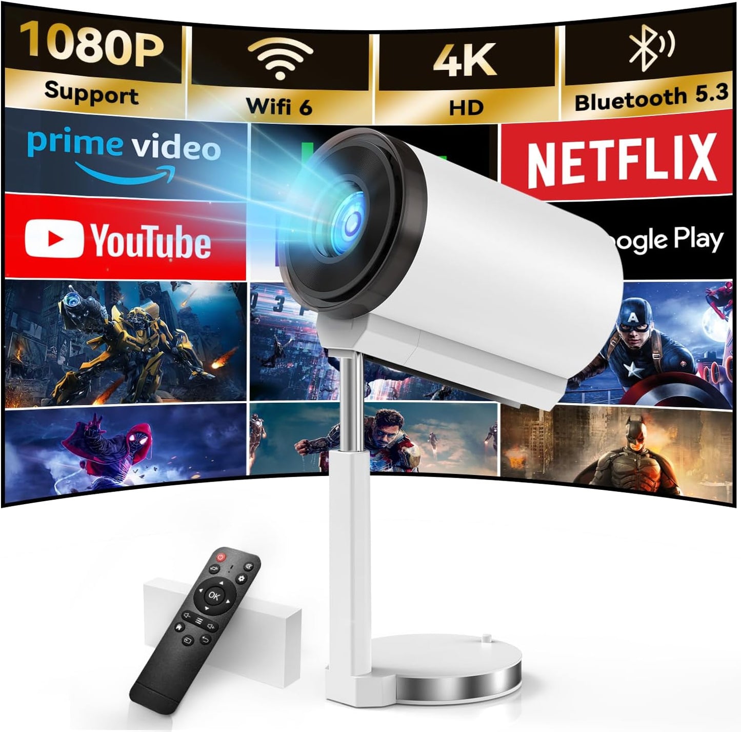 Ultimate HD Mini Projector - 4K, WiFi 6, BT5.2