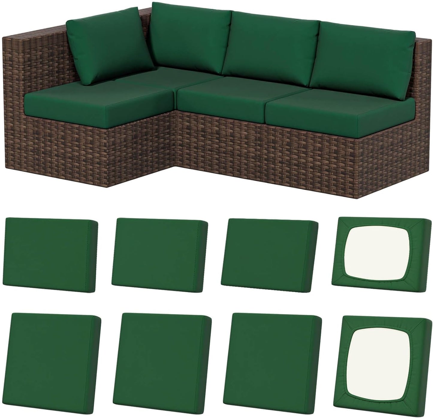 Vorshape 8Pcs Stretch Patio Cushion Covers for Outdoor Use