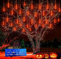 Outdoor Halloween Meteor Shower Lights, 24 Tubes Orange Falling Rain