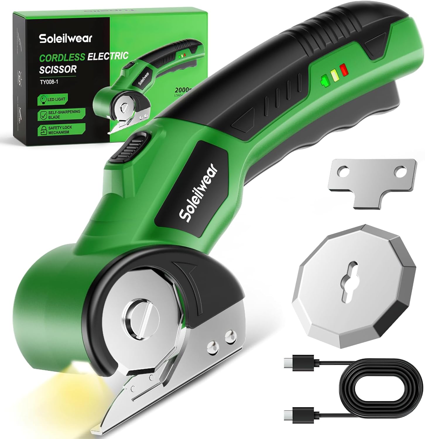 Cordless Electric Cardboard Cutter with LED Light and Safety Lock