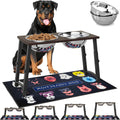 Elevated Dog Bowls with Spill-Proof Mat for Large Breeds