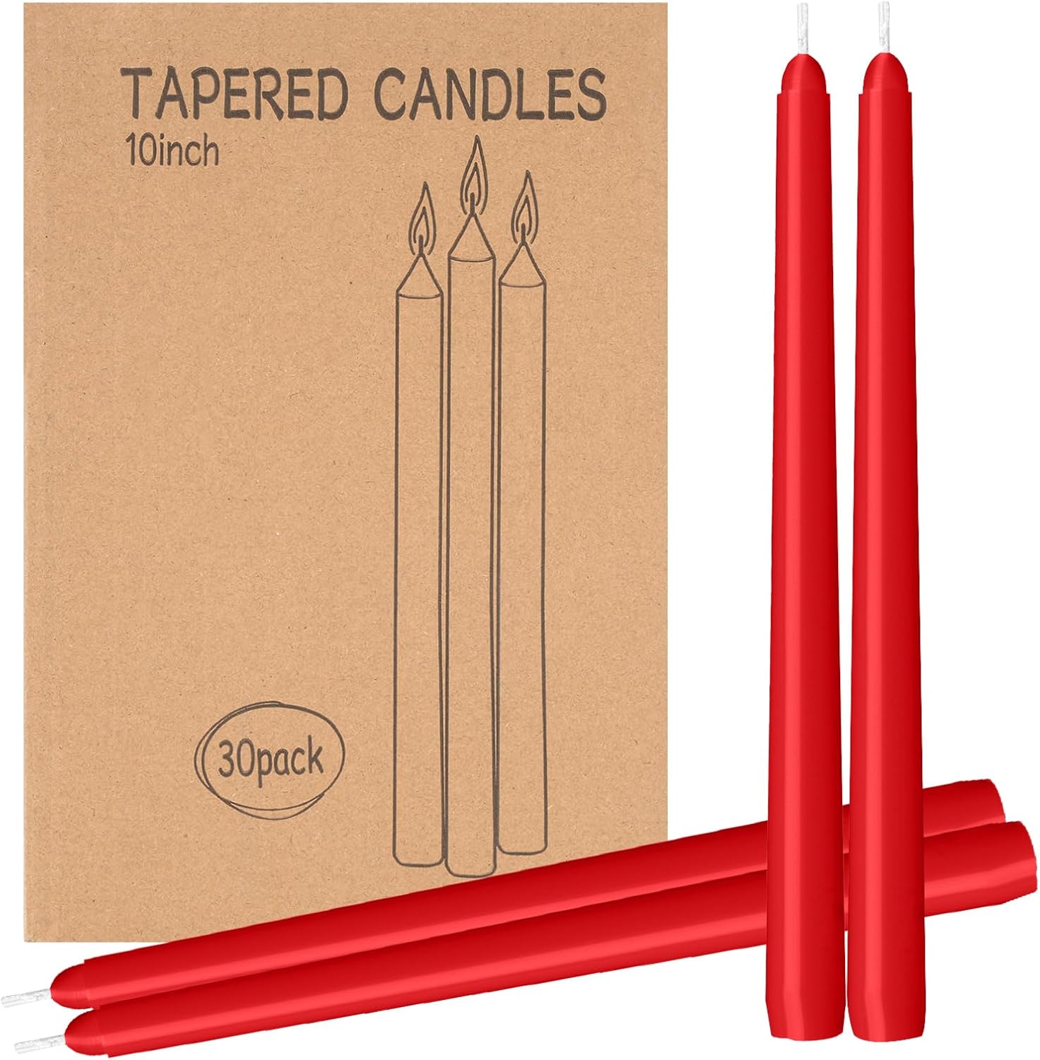 Elegant Red Taper Candles - 30 Pack for Weddings & Decor