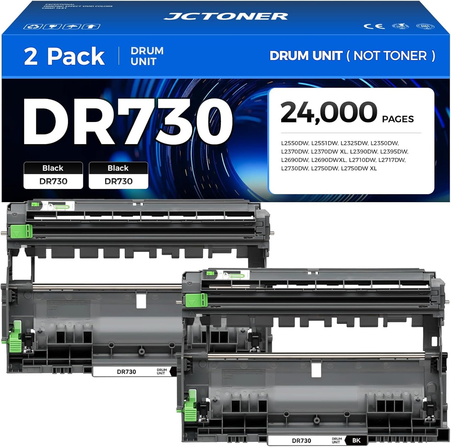 DR730 Drum Unit 2-Pack Replacement for Brother Printers