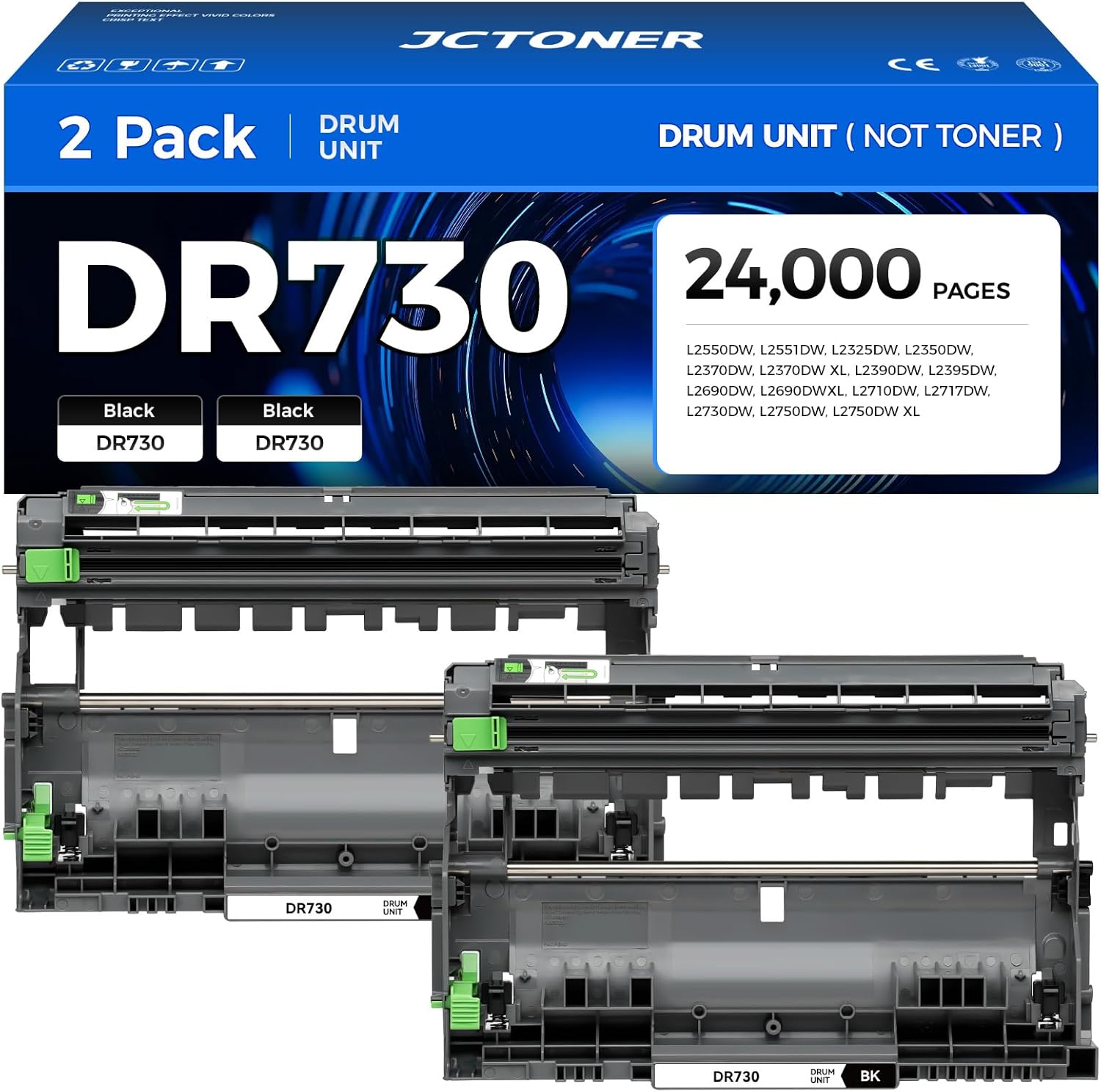 DR730 Drum Unit 2-Pack Replacement for Brother Printers