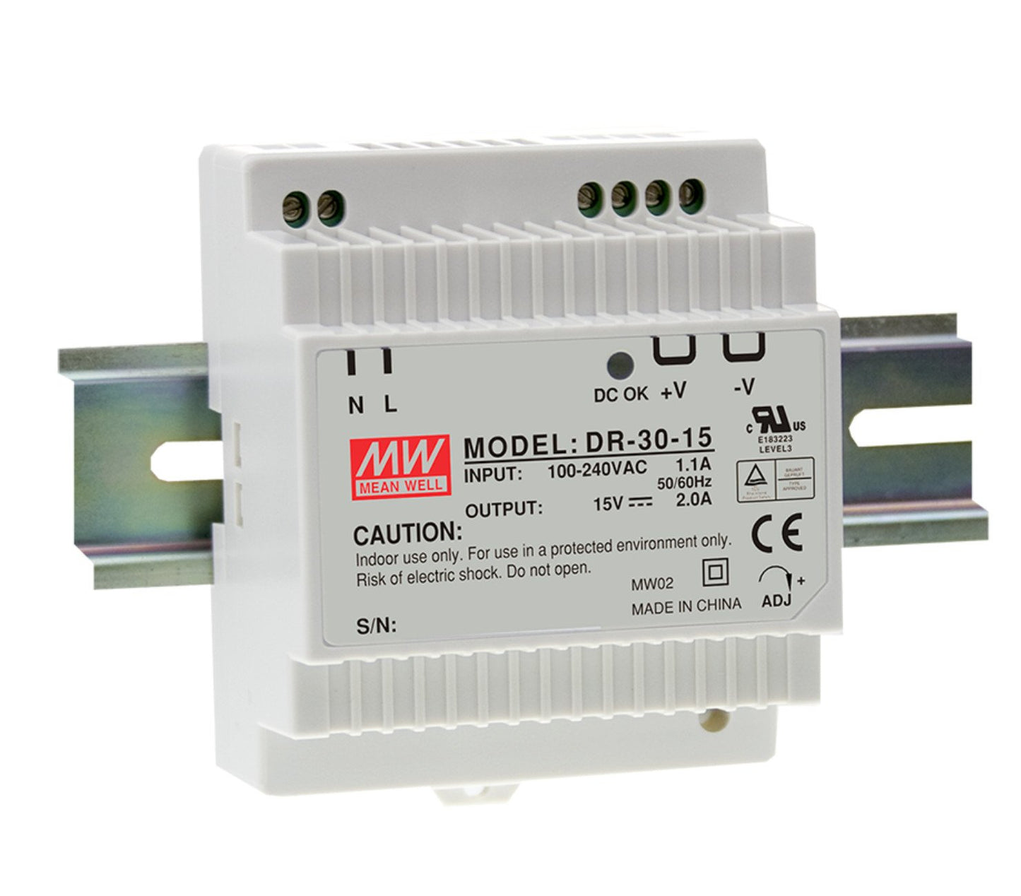 MEAN WELL DR-30-15 15V 2A Industrial DIN Rail Power Supply