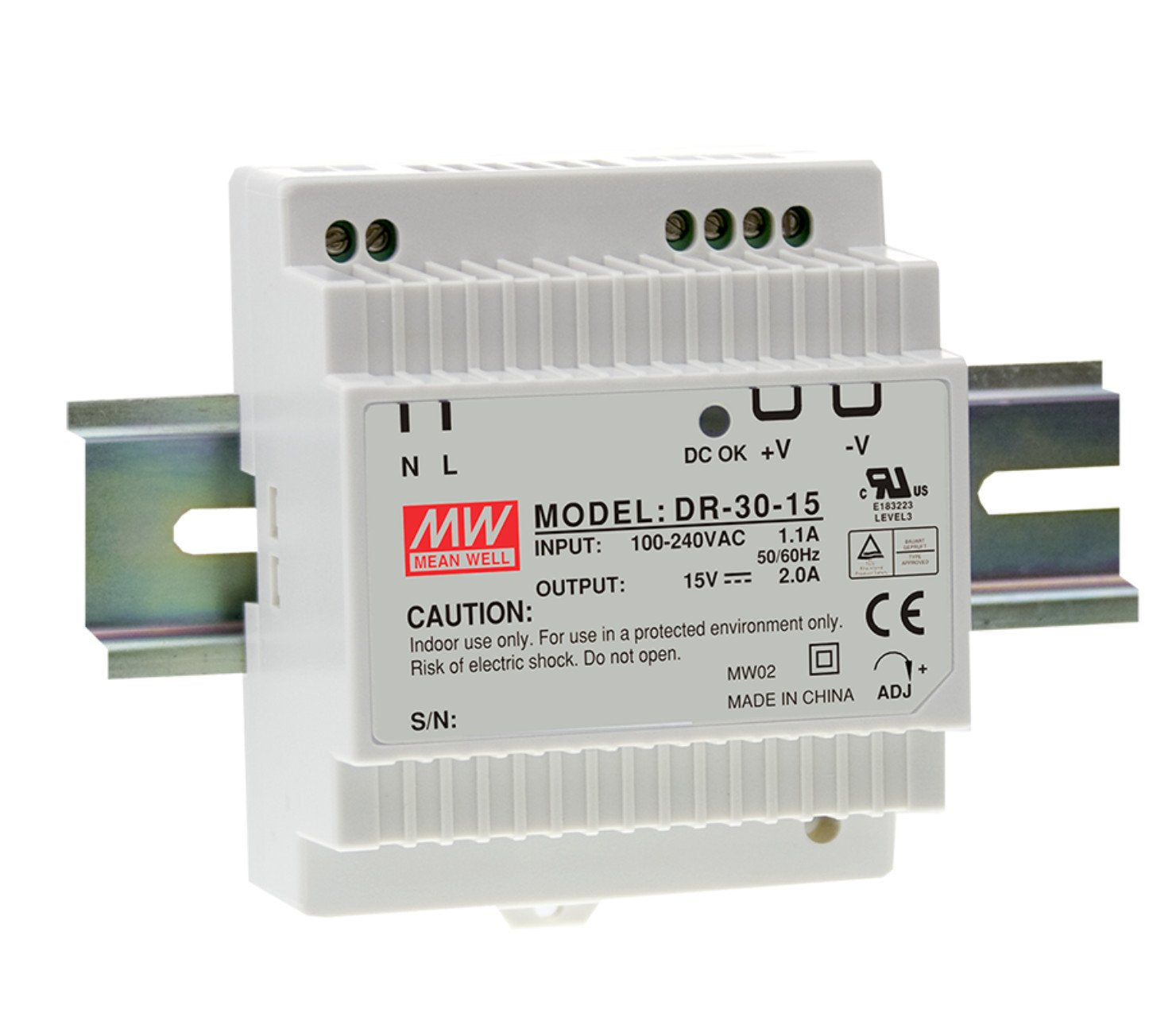 MEAN WELL DR-30-15 15V 2A Industrial DIN Rail Power Supply