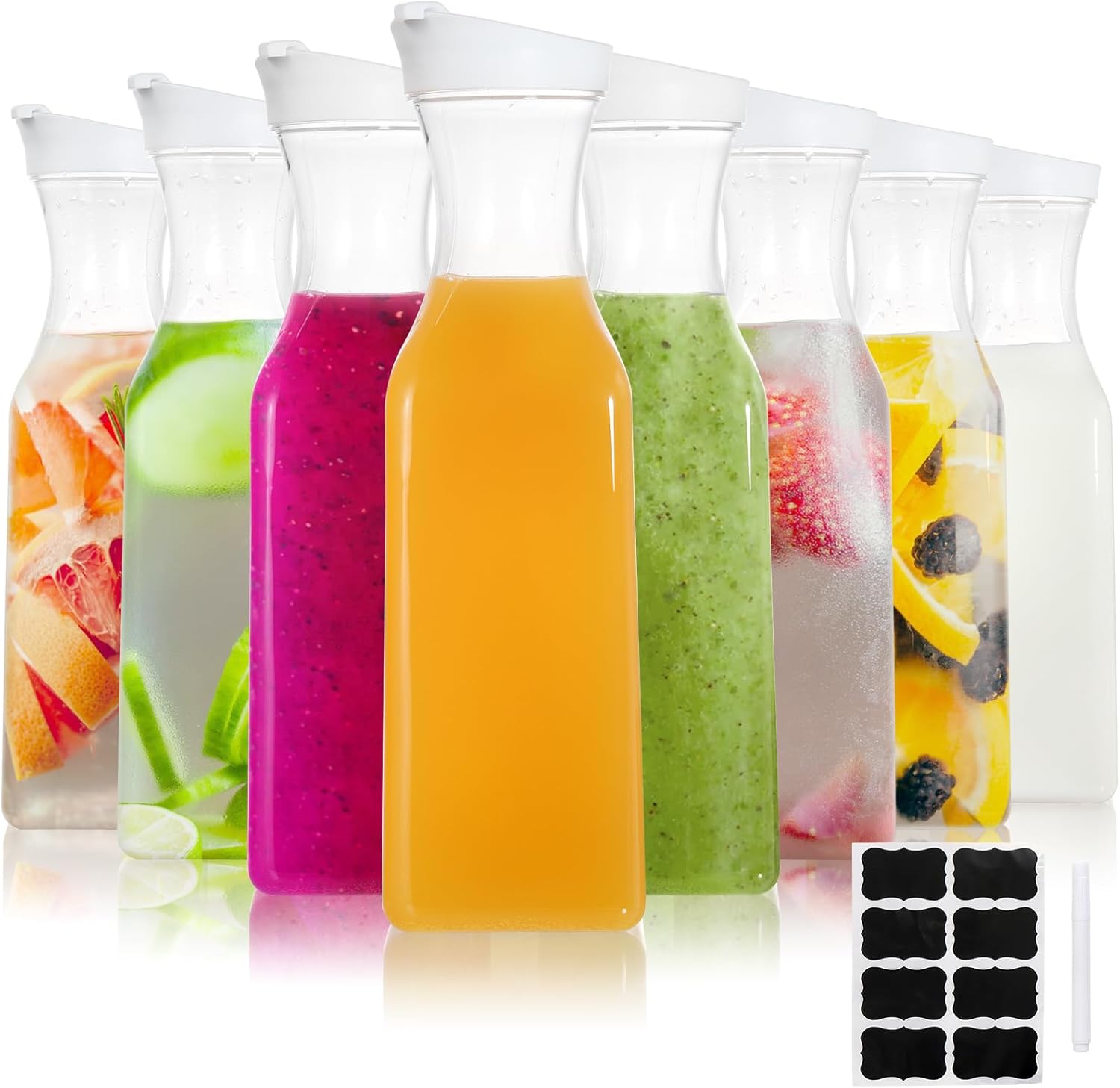 YOUEON 8 Pack 50 Oz Plastic Water Carafe for All Beverages