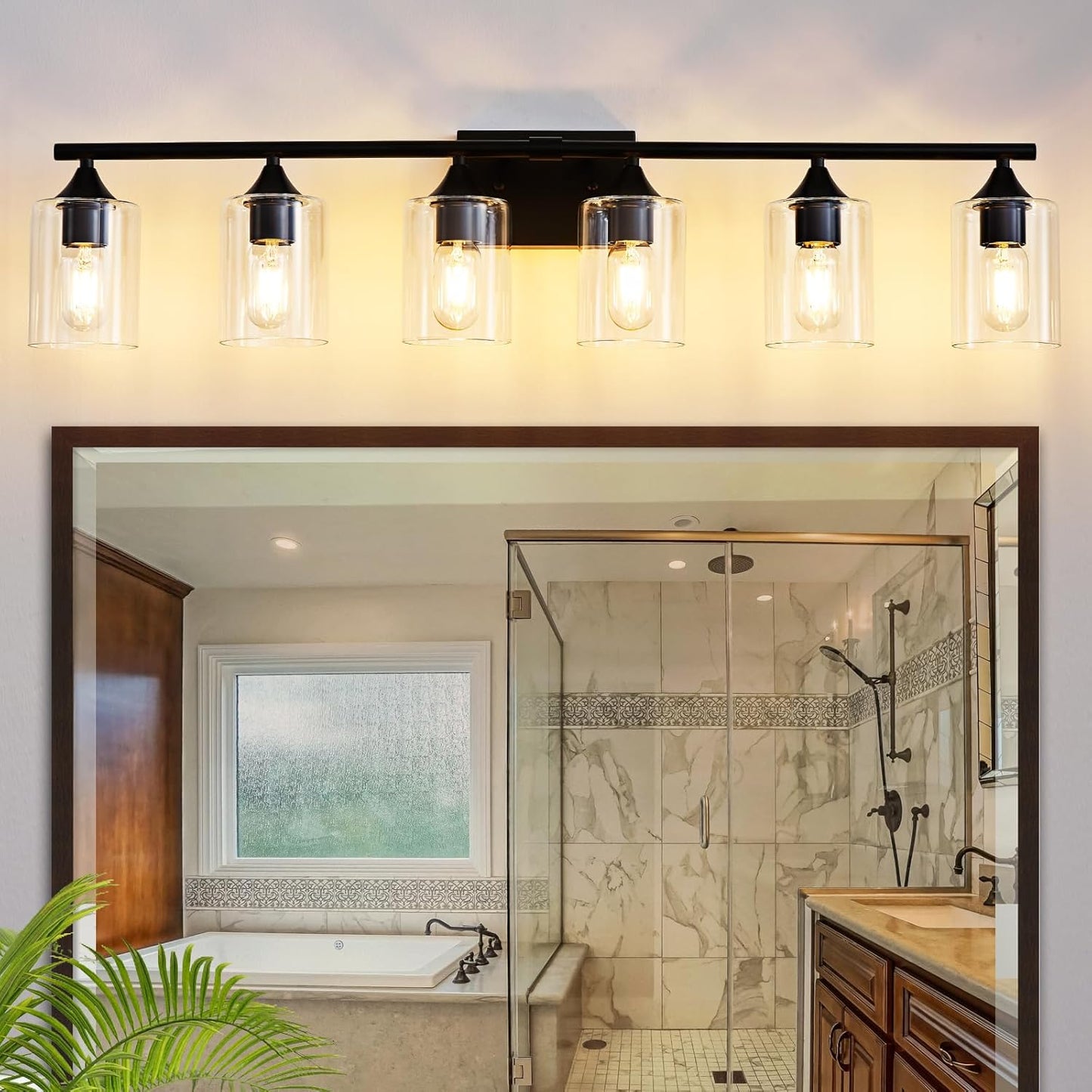 6-Light Matte Black Bathroom Light Fixtures for Stylish Decor