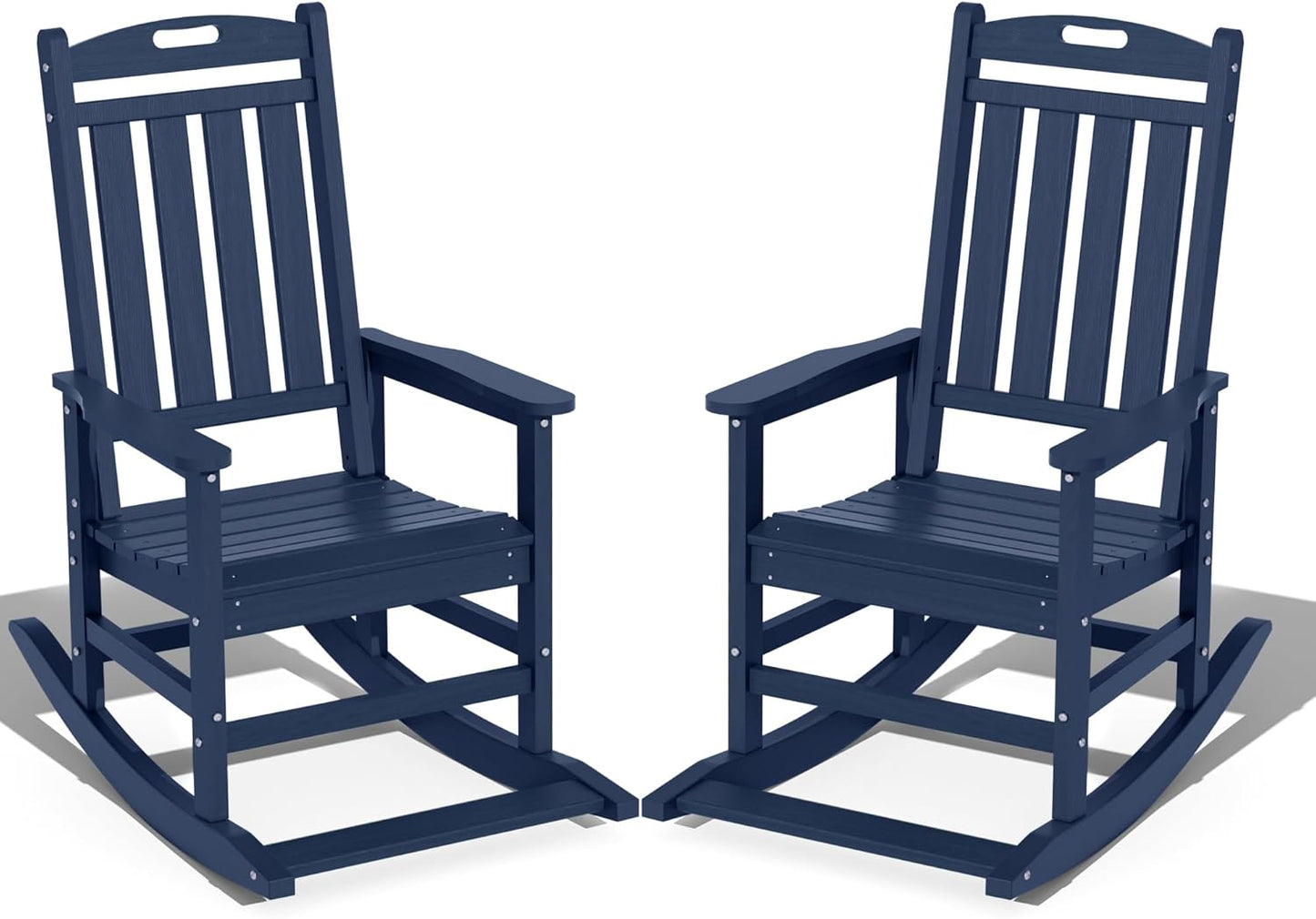 Set of 2 Navy Outdoor Rocking Chairs - 380lbs Support