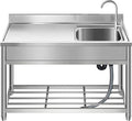 Free Standing Stainless-Steel Single Bowl Sink Set - Durable Prep