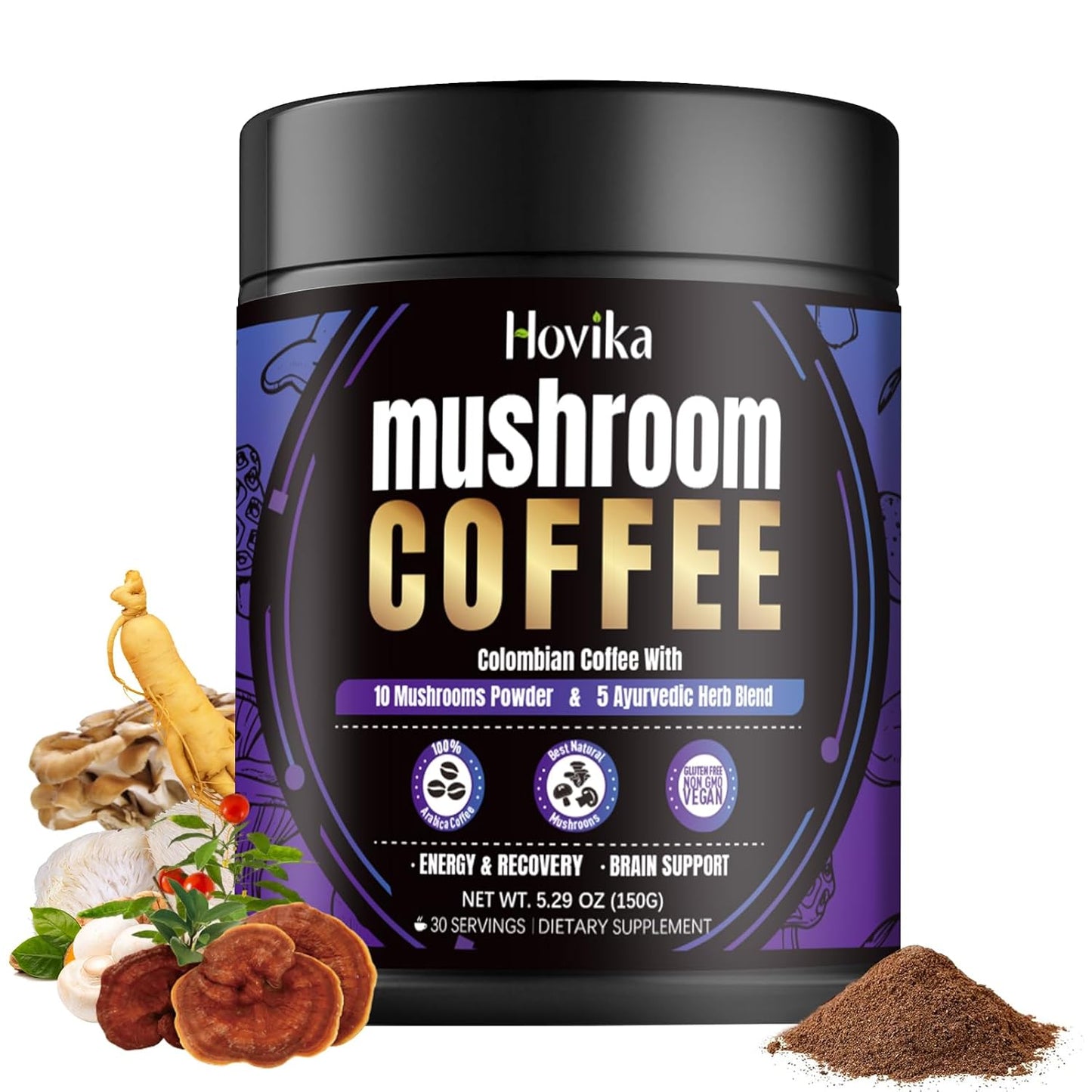 Organic Mushroom Colombian Coffee: Energy Boost & Focus 5.29oz